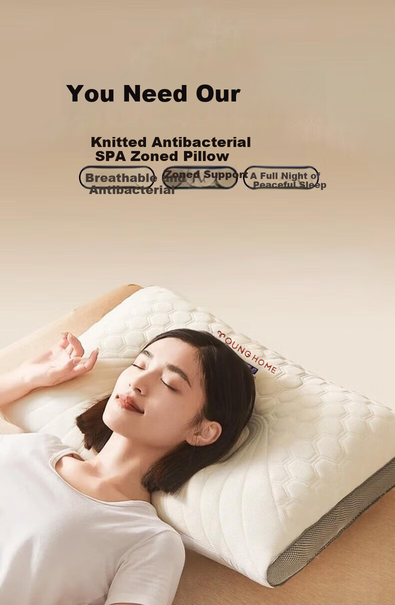 Hengyuanxiang Antibacterial Pillow Core Neck Support Pillow for Cervical Spondylosis Deep Sleep Low Pillow 45*70cm Pair 3