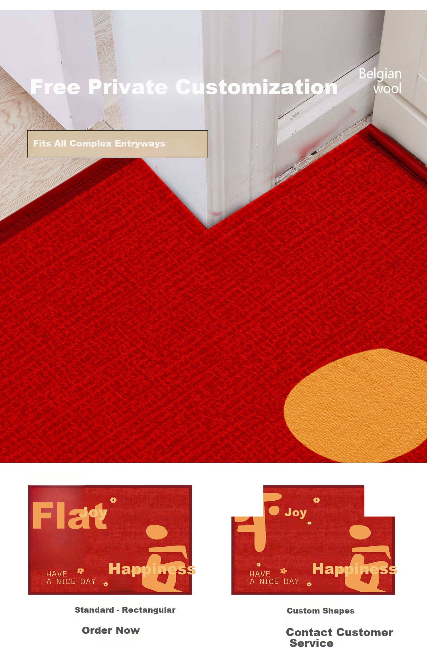 Qiqi Home New Year Entrance Door Mat Non-Slip Festive Red Hallway Carpet 90x140cm 3