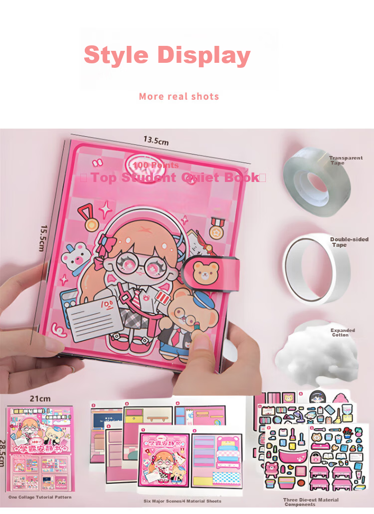 Baili Frost Top Student Quiet School Handmade DIY Material Kit Dress-up Stickers Children's Toy 3-6 Years Children's Day Gift 14