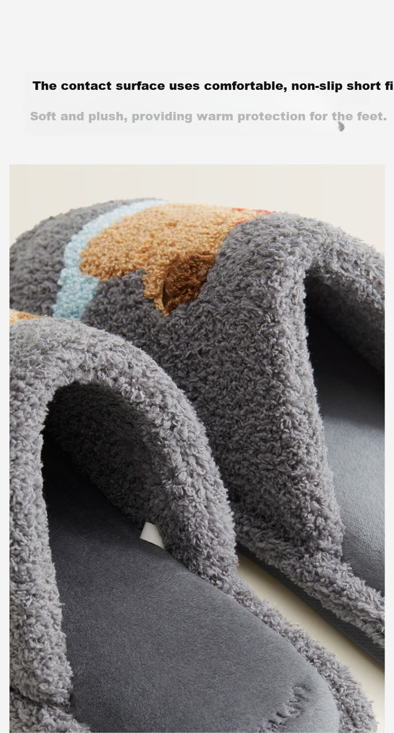 Jiao Nei [Wang Yibo Edition] Plush 520H Zoo Theme Unisex Slippers Warm Antibacterial Odor-Resistant Autumn Winter 10