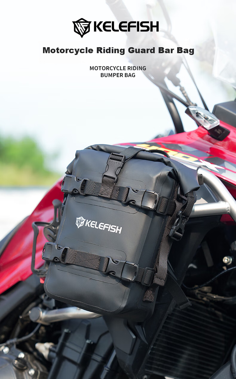 KELEFISH Motorcycle Guardrail Edge Protective Reflective Side Bag Waterproof Travel Hanging Bag Warrior Model 8-10*1 3