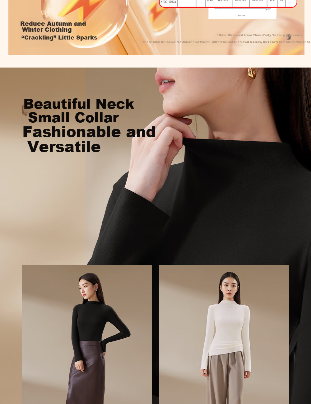 Urban Beauty [Class A Camellia] Women's Thermal Underwear Autumn Winter Antibacterial Half Turtleneck Slim Fit Base Shirt 14