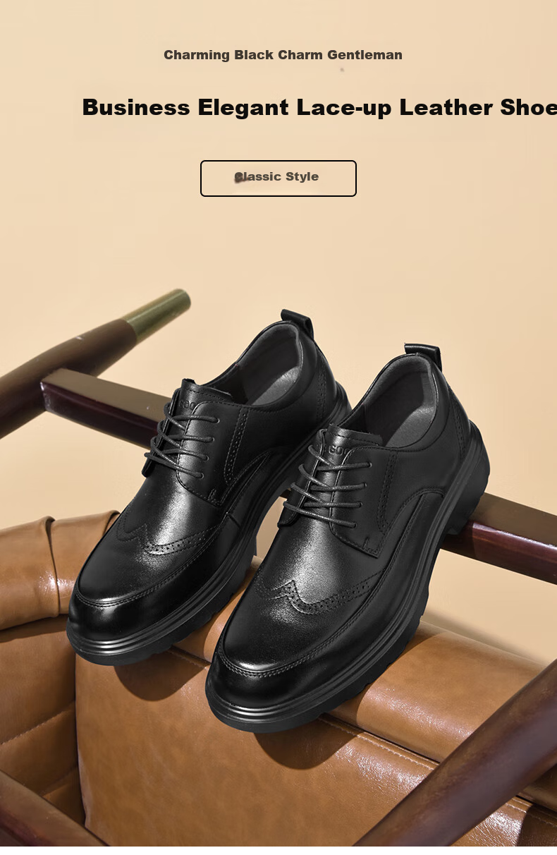 HLA Men's First Layer Cowhide Leather Shoes British Style Formal Business Shoes T258 Black Size 40 1