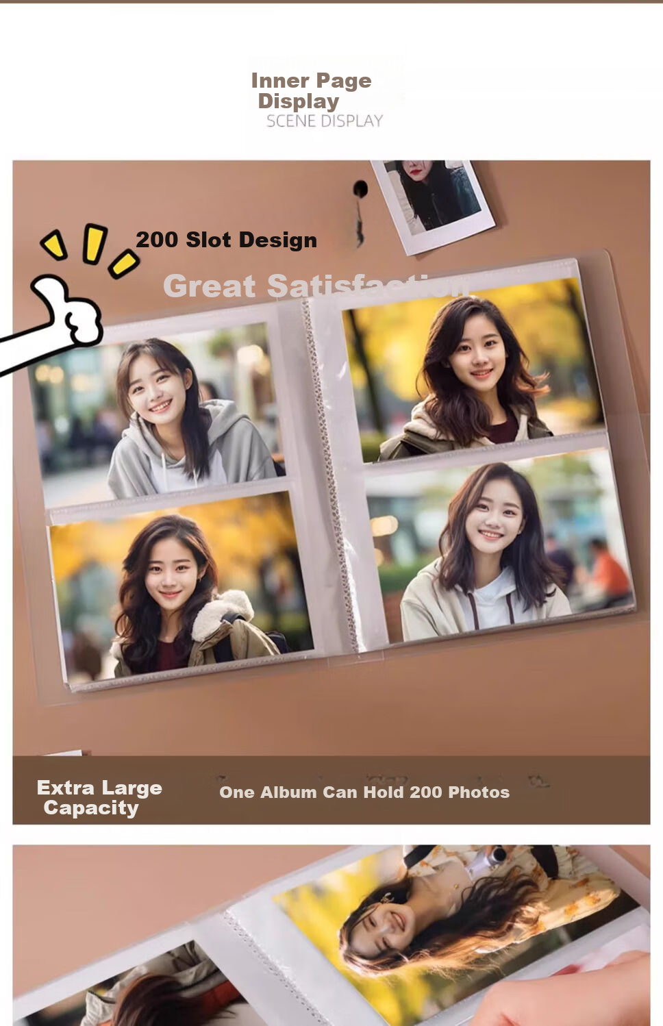 Jucai 3-Inch Small Photo Album Couple Growth Storage Album Scrapbook Postcard Mini Card Polaroid DIY Album Commemorative Book High-Capacity Family Loose-Leaf with Laminating Sleeve 5