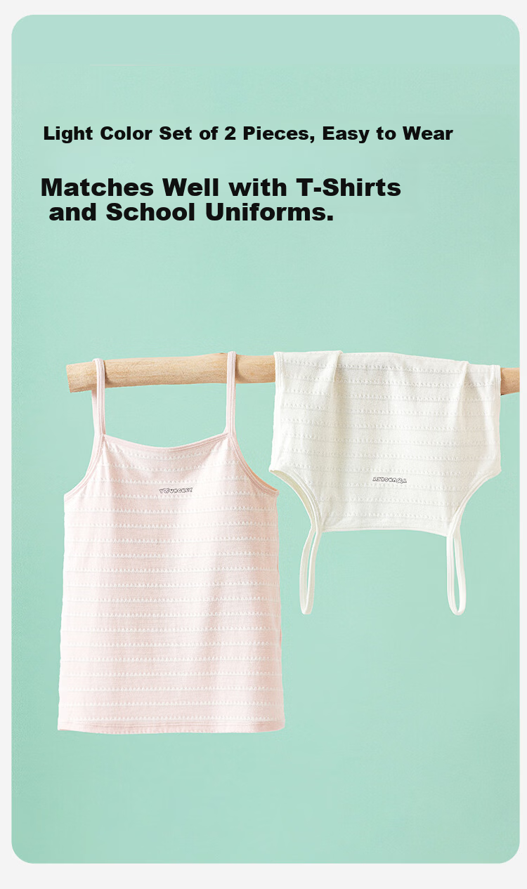 Dingguagua Girls' Developmental Cotton Vest Bra, Anti-Outline Children's Cotton Camisole, Color Cotton 155/75 4