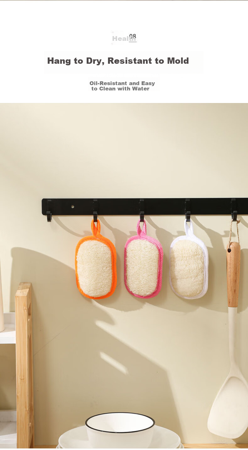 Mengting Loofah Sponge Scrubber 12x8cm 3-Pack Dishwashing Cloth Pot Brush Non-Scratch Loofah Cleaning Pad 9