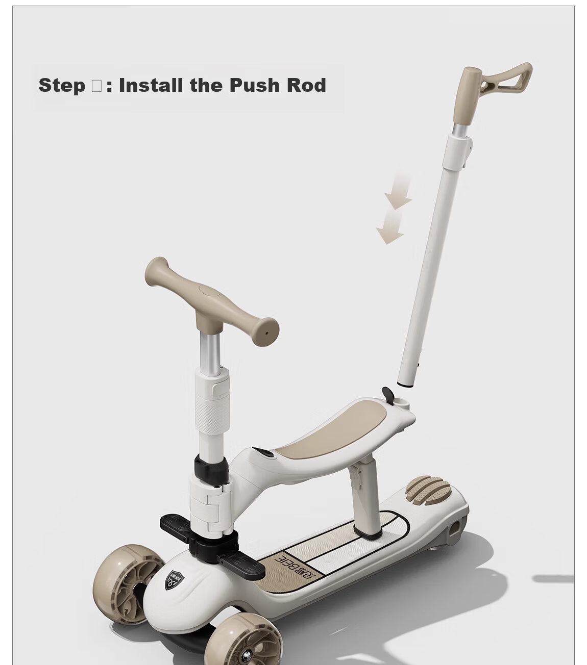 BEIESTATE Supreme Pro 7-in-1 Scooter Foldable Kids Scooter for Ages 1-3-6 Birthday Gift Mica Gray 18