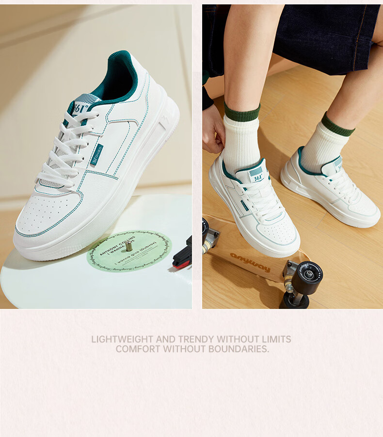 361° Men's Casual Shoes Qinghe 2 New Stylish Versatile Thick-Soled Comfortable White Sneakers 672636618-1 36