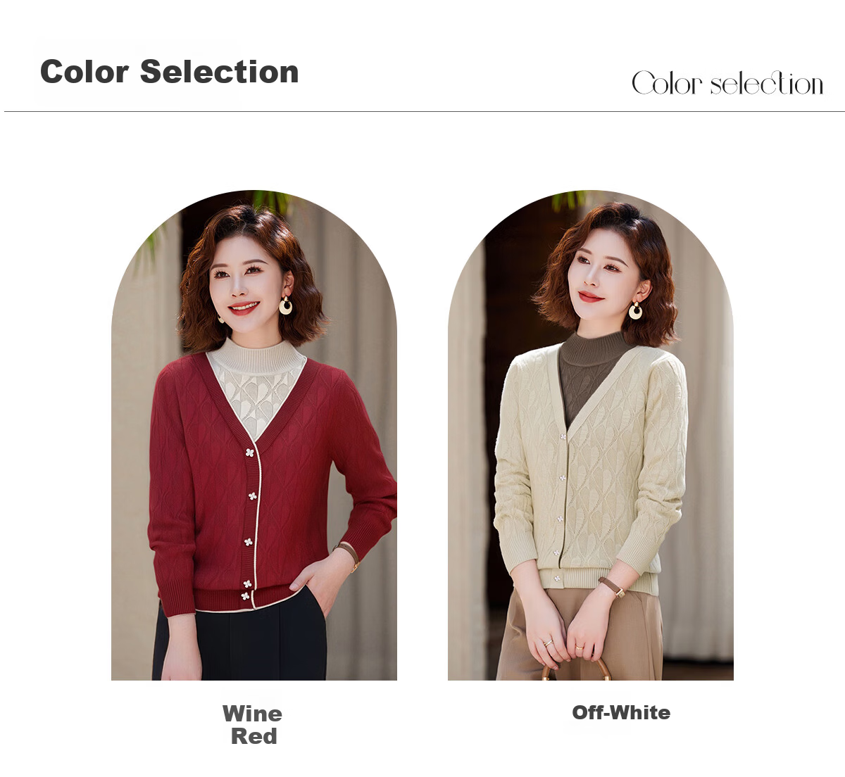 Yuzhaolin Mom Elegant Two-Piece Knit Sweater 2025 Autumn Winter Middle-Aged Women's Base Shirt Y53Z143 11