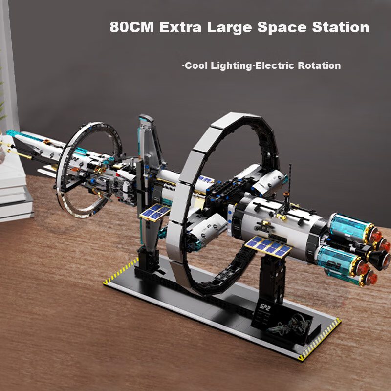 Electric Building Blocks Space Station Model Educational Toy for Boys Ages 6-12 Birthday Gift