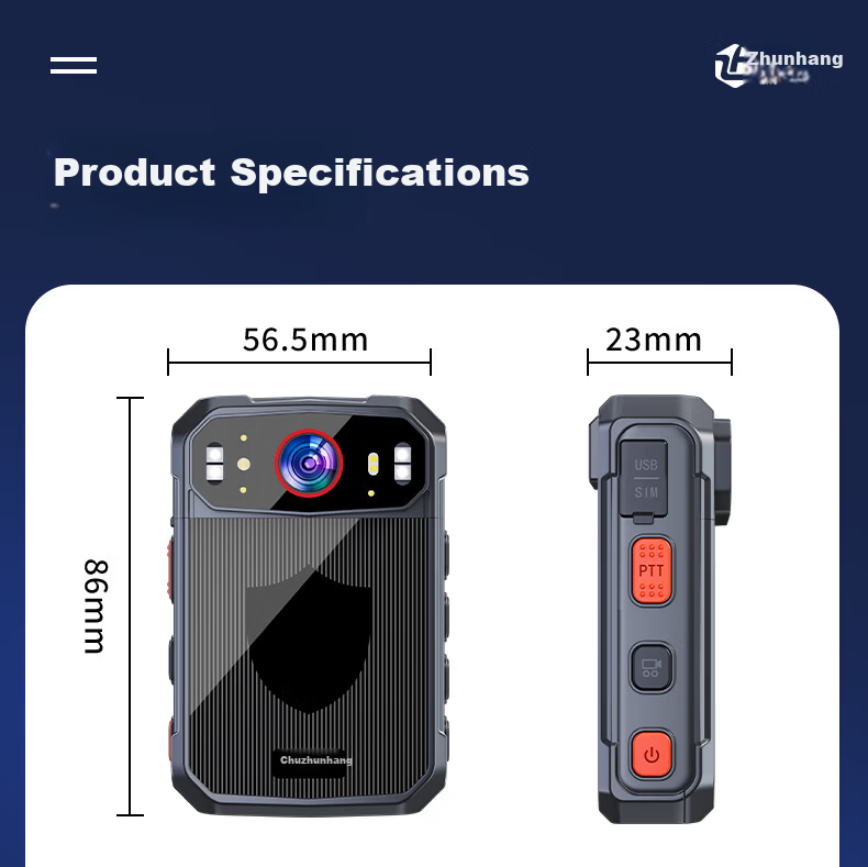 Zhunhang 4G Law Enforcement Recorder with GPS Beidou Positioning Remote Monitoring Audio Real-time Dispatch Camera G5-64G 16