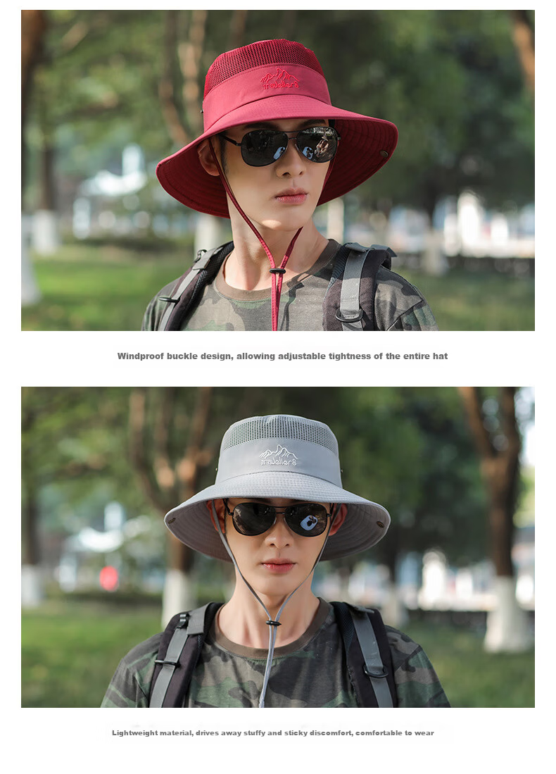 XUEXIMAN Men's Outdoor Fisherman Hat Foldable Sun Hat Fishing Cap for Men 10