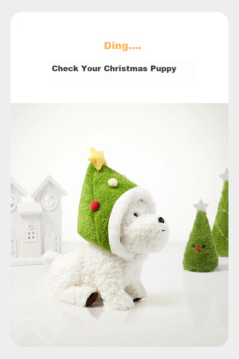 Babycare & BCTOYS Electric Plush Puppy Accessory Pet Doll West Highland Birthday Gift - Christmas Hat 4