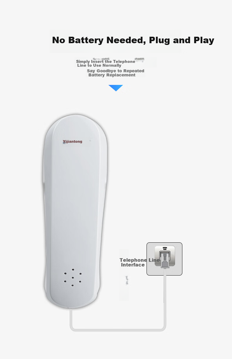 Yijiantong T9 Corded Phone Landline Wall-Mountable Caller ID Desk Phone for Elevator Bathroom Kitchen Hotel Home Use 6