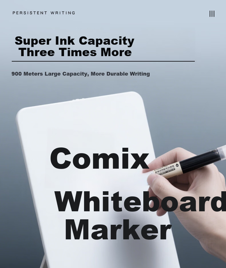 Comix Durable Liquid Ink Whiteboard Marker 1.8mm Erasable Non-Smudge Office Meeting Parent-Child Teaching Colored Whiteboard Markers 3-Color Assorted 4pcs/Box Stationery EW716 7