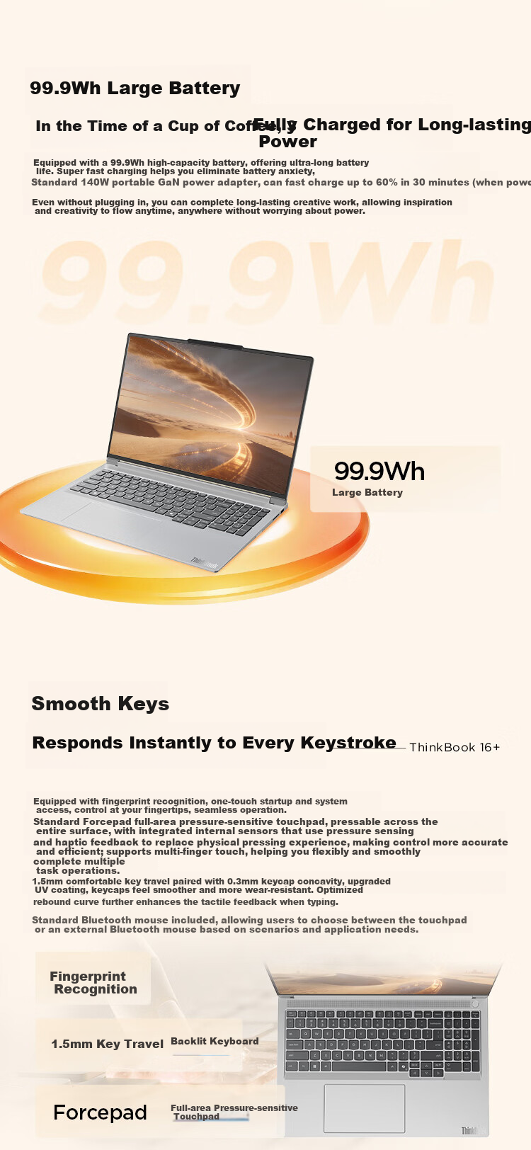 ThinkPad Lenovo ThinkBook 16+ 2026 AI All-in-One Laptop Ryzen AI9 H 465 32GB 1TB 3.2K 16-inch Star White with 15% National Subsidy 9
