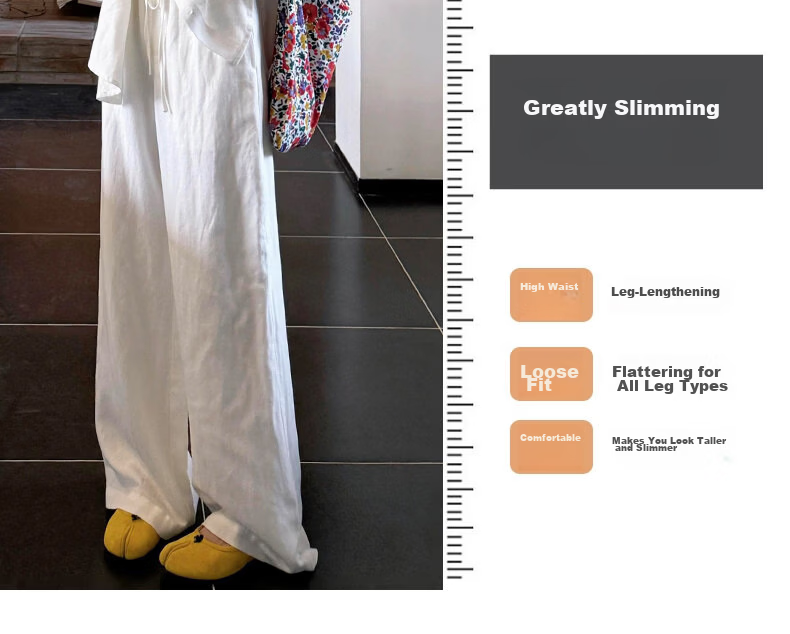 Langsha Cotton Linen Wide-Leg Pants for Women Summer 2026 New High-Waist Loose Slim Korean Style Draped Straight Casual Trousers 10