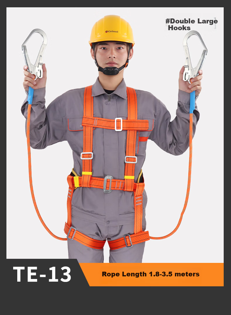 Gorm Five-Point Safety Harness National Standard Safety Rope Full-Body Double Hook TE Double Large Hook 1.8m for High-Altitude Work 24