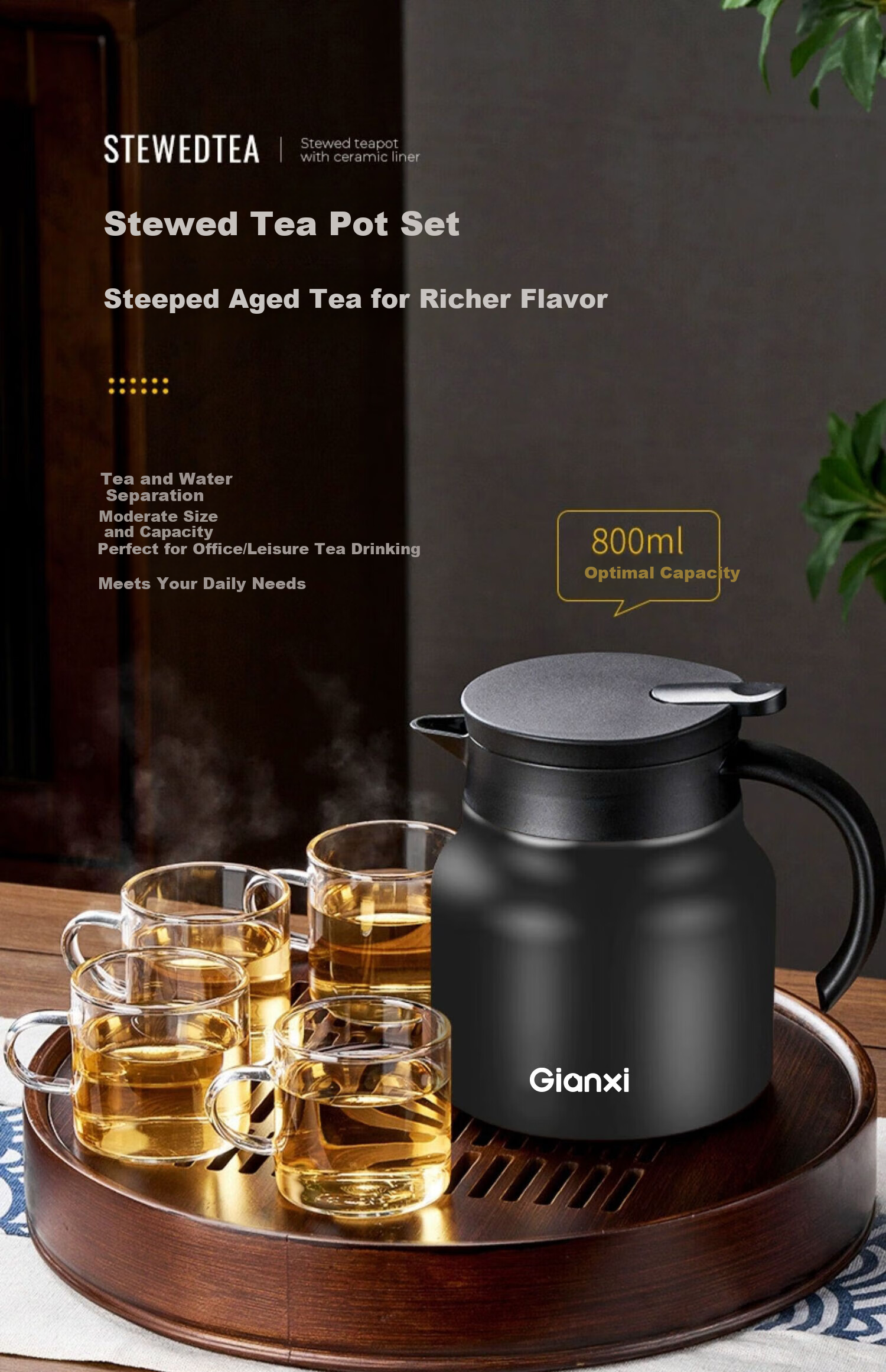 TIANXI Stainless Steel Large Capacity Insulated Tea Brewing Pot with Filter for White Tea and Steeping 1