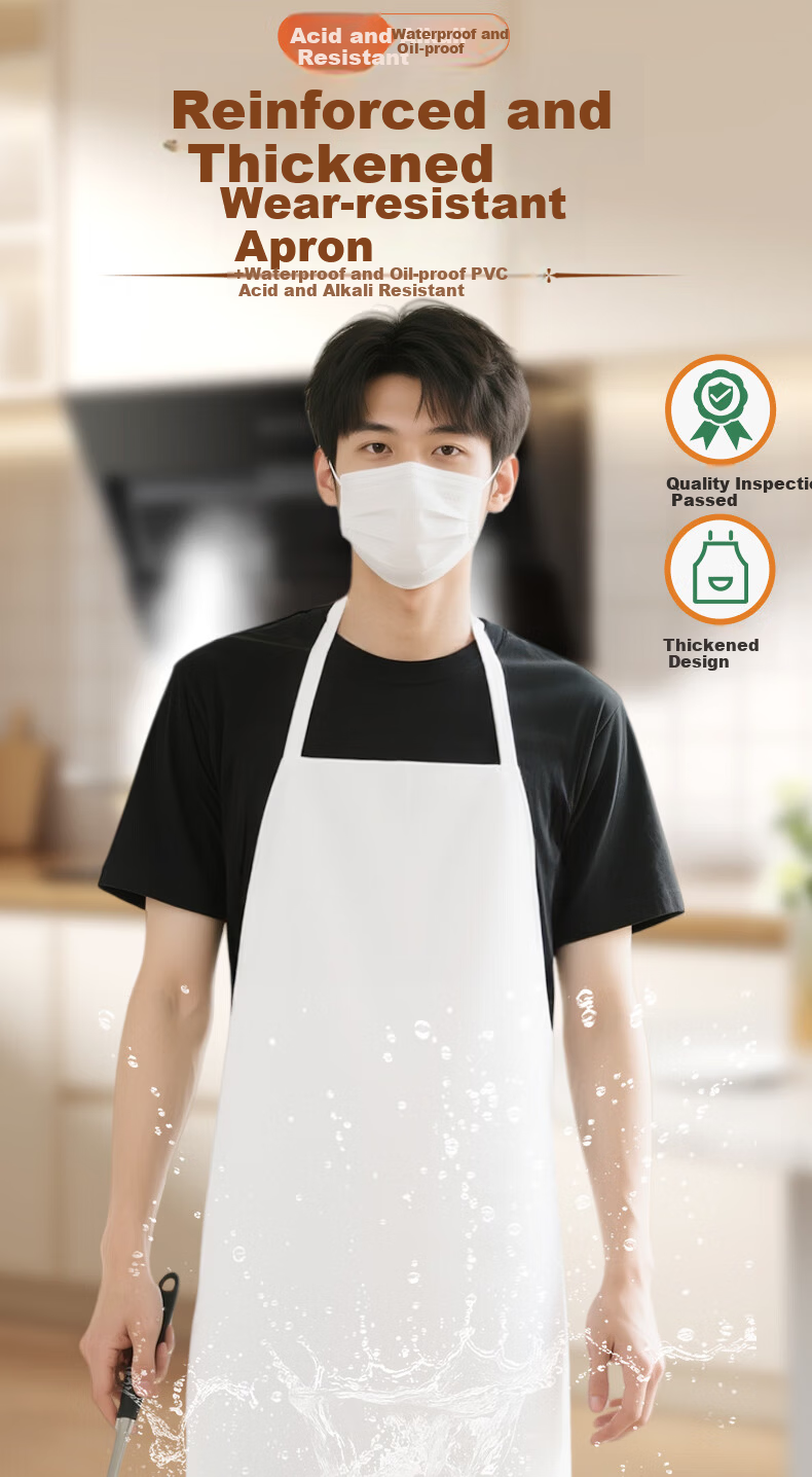 Sichen Colorful PVC Waterproof Apron Thickened and Extended Waterproof Oil-Resistant Acid-Base Resistant Factory Workwear Leather Waist Apron White Apron (120*80) 1
