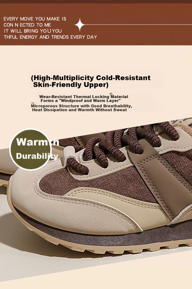 CARTELO Women's Winter Fleece-Lined Dad Sneakers Casual Sports Running Shoes 1654 Coffee Size 39 3