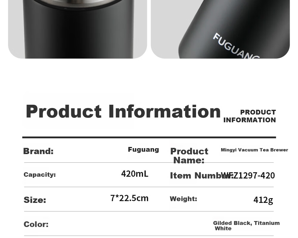 Fuguang Insulated Tea Separation Tumbler 316L Stainless Steel Water Bottle High-End Office Cup Gift for Men and Women 8