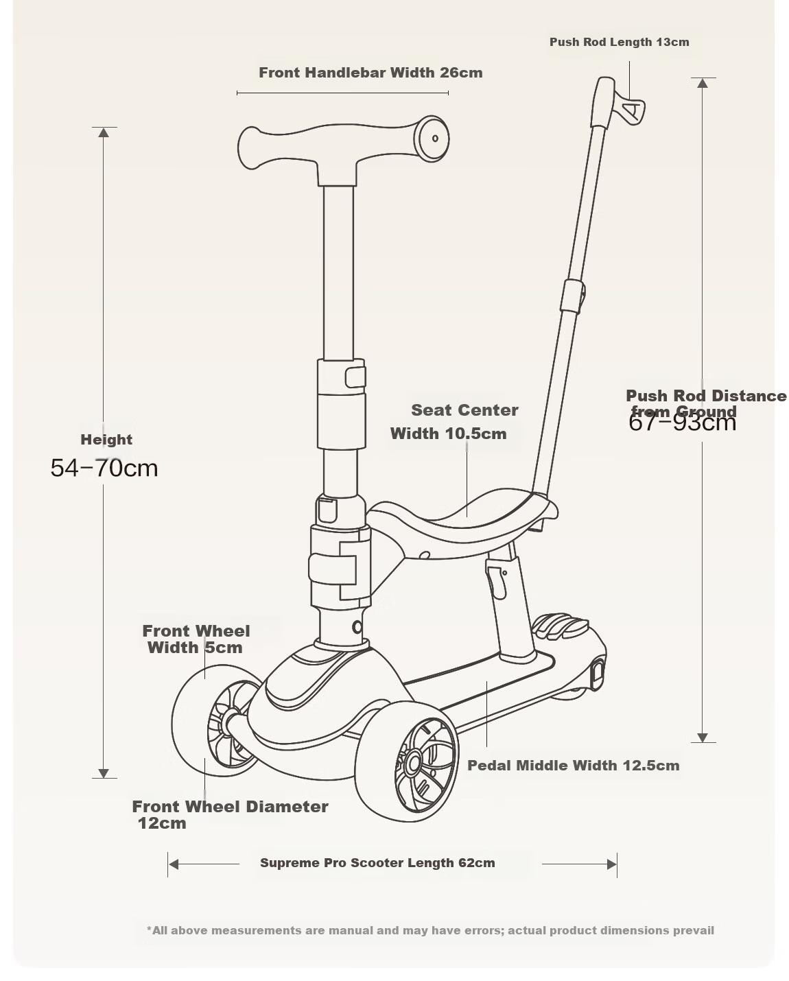 BEIESTATE Supreme Pro Scooter 6-in-1 Foldable Kids Scooter for Ages 1-3-6 Birthday Gift Mica Gray 19