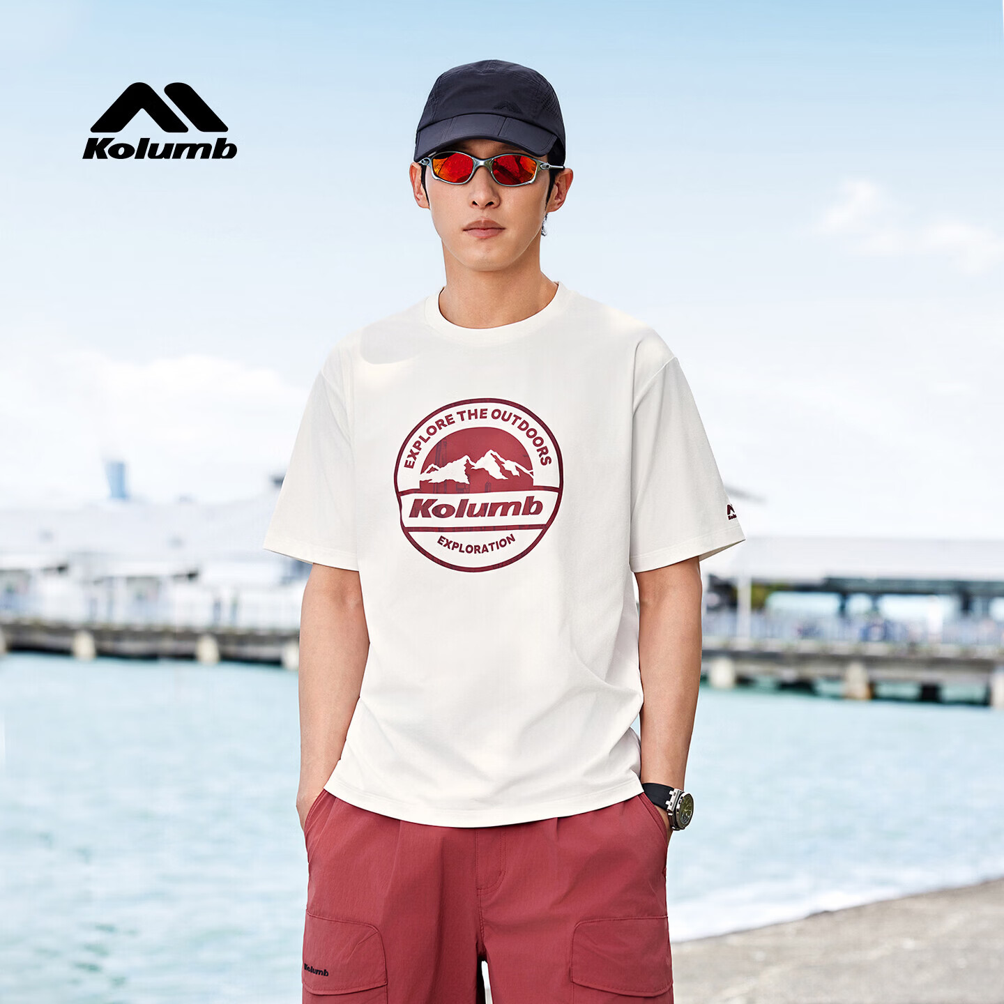 Kolumb Outdoor T-Shirt Summer Sun Protection Quick-Dry Moisture-Wicking Commuting Couple Running Fitness Short Sleeve Cloud Dance White L