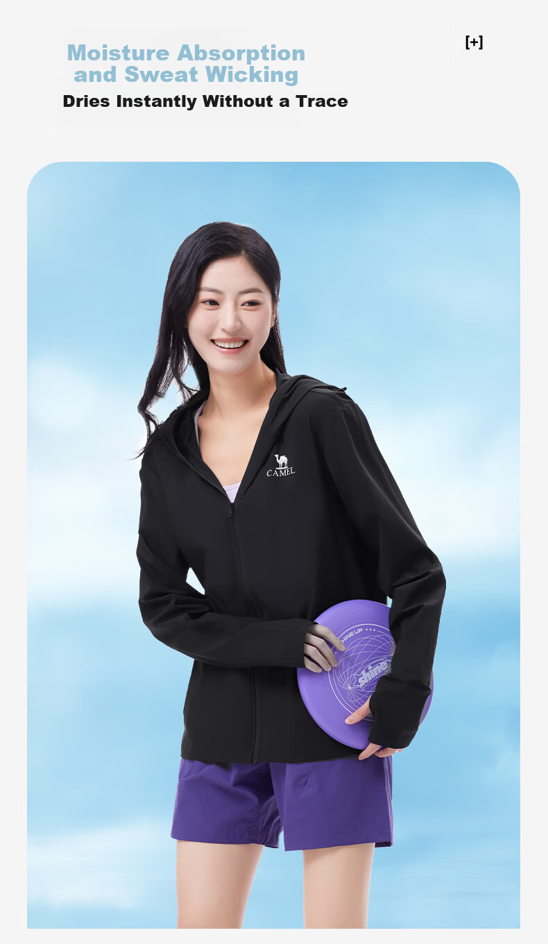 CAMEL 【Muyu】 2025 Spring New Original Yarn Sun Protection Jacket for Men and Women, Euro Style Ice Silk Quick-Dry Cooling Sun Protection Shirt XS 8