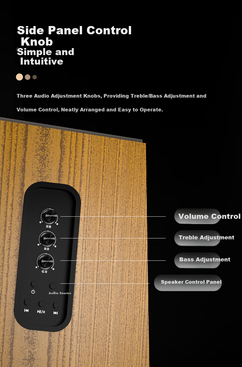F&D R40BT Desktop Bluetooth Speaker, 2.0 Channel Pure Wooden High-Quality Sound, High-Frequency And Low-Frequency Stereo Bookshelf Speakers, Home Active Speakers Compatible with Laptops And TVs 8