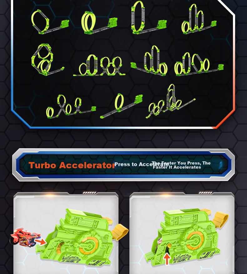 IDoon Soogoo Motorcycle Boys Birthday Gift Toy Set Inertia Car with Track - High Power 7