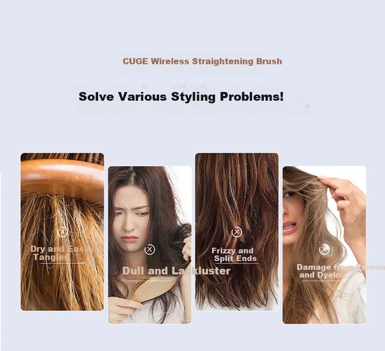 GUGE [567 Million Negative Ions] German Wireless Hair Straightening Brush Dual-Use Negative Ion Straightening and Curling Comb High Volume Hair Clip Flat Iron Mother's Day Gift 6