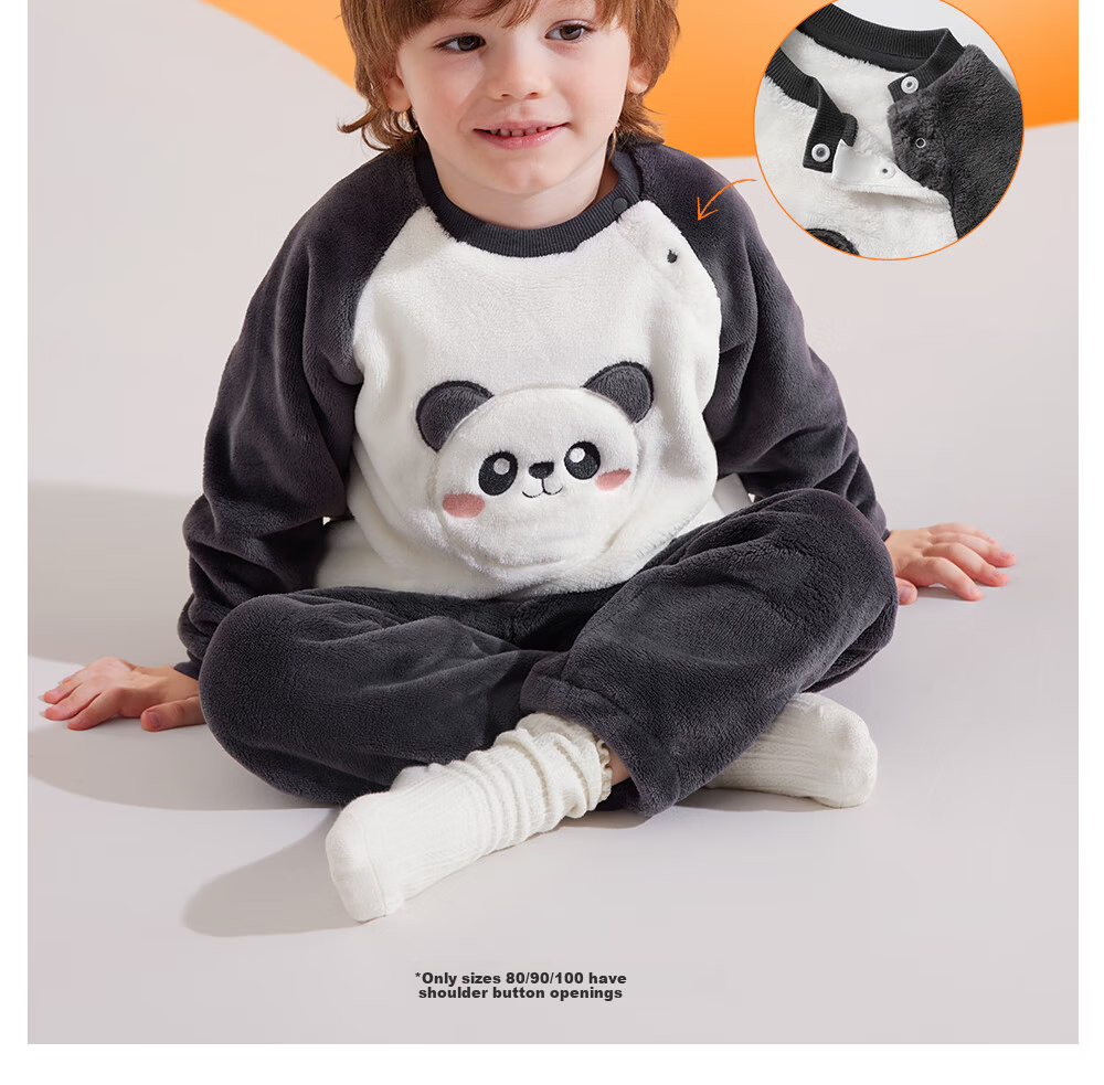Betis Children's Winter Pajamas New Baby Homewear Set Flannel Fleece Thickened Warm Boys Girls 24