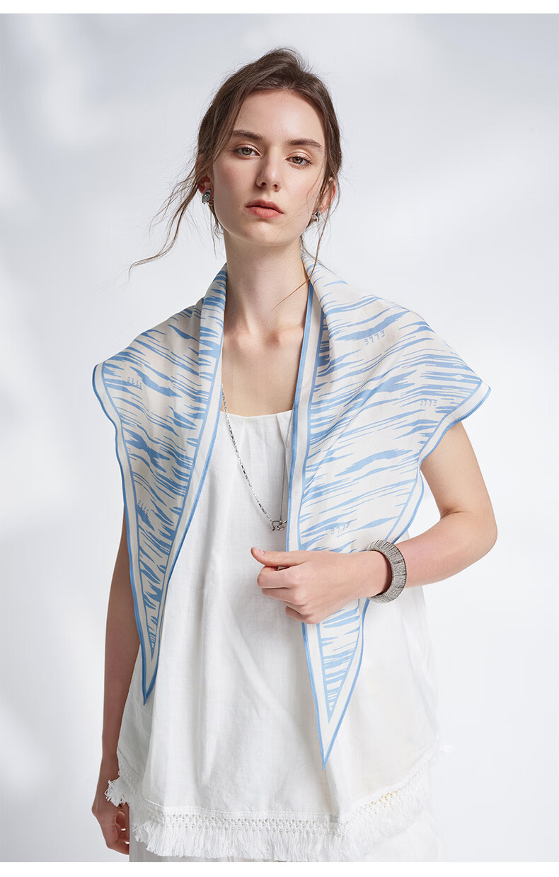 ELLE Modal Striped Triangle Scarf Women's Summer Fashion Versatile Waist Shawl Thin Vest Gift Box Set 21