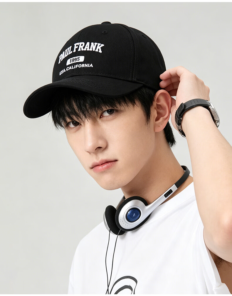 Paul Frank Men's Summer Sun Protection Baseball Cap Duckbill Hat Trendy Versatile Letter Embroidered Cotton Sunshade Hat 10