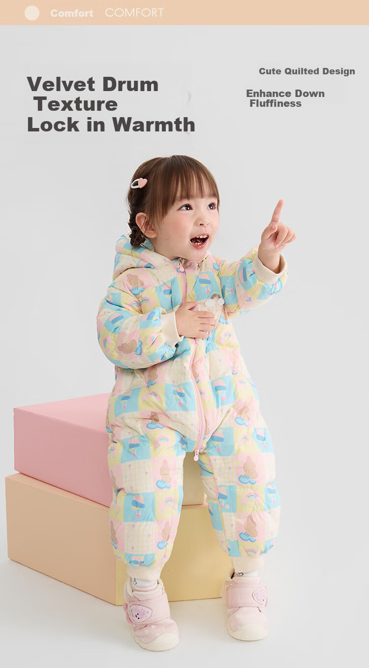 BALABALA balaOne Baby Girls' Down Jumpsuit 2025 Sweet Fashion Romper 208425120209 5