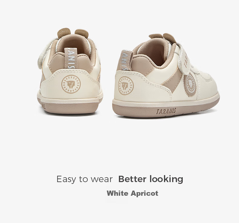 TARANIS Spring Toddler Shoes Unisex Baby Non-Slip Soft Sole Infant Functional Shoes White/Apricot Size 20 4