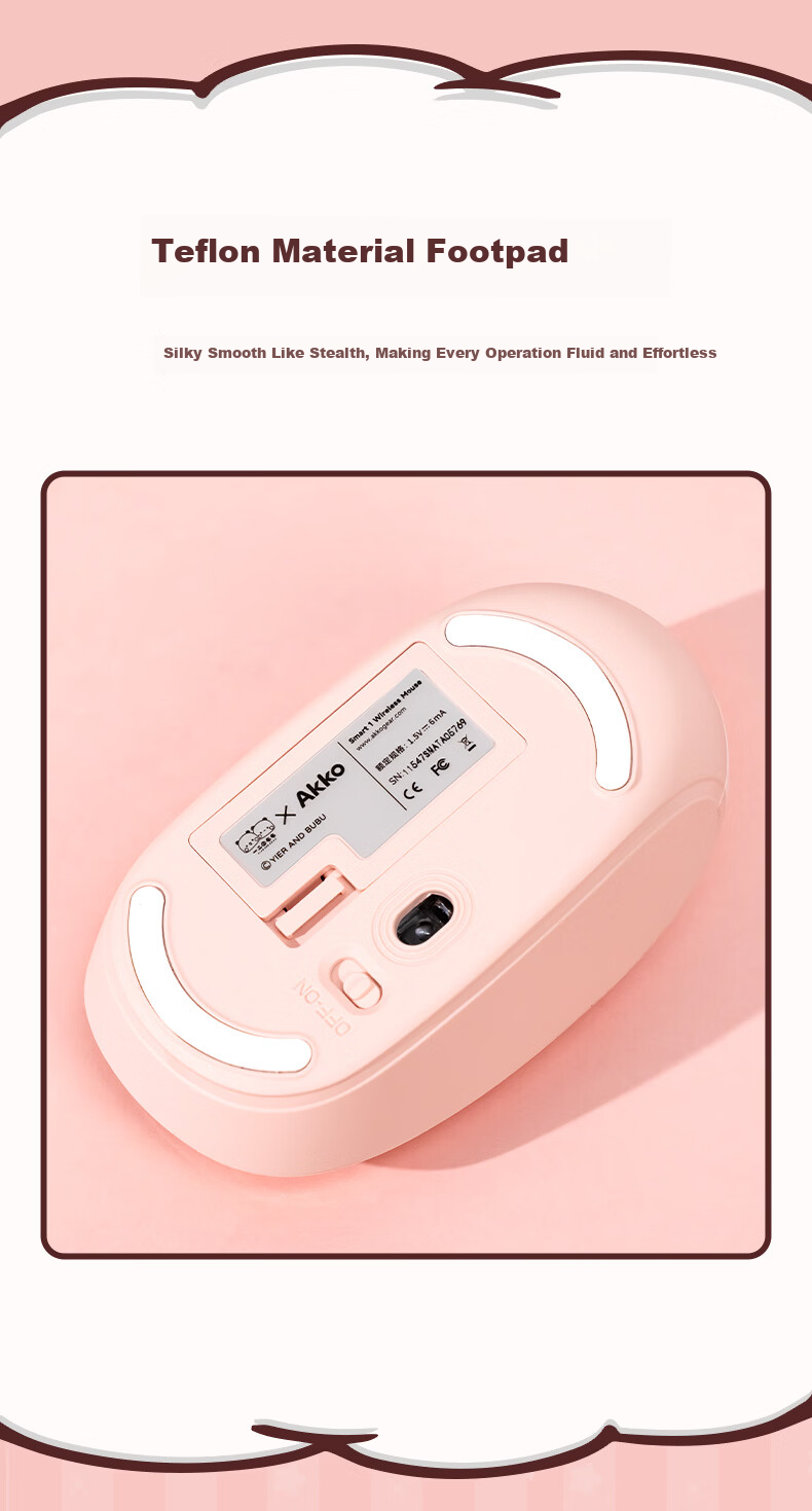 AKKO Luo Xiaohei Collaboration Dual-Mode Wireless Bluetooth Mouse Type-C Charging High-Value Laptop Gaming 2.4G Esports Office Portable Mouse for Women 5