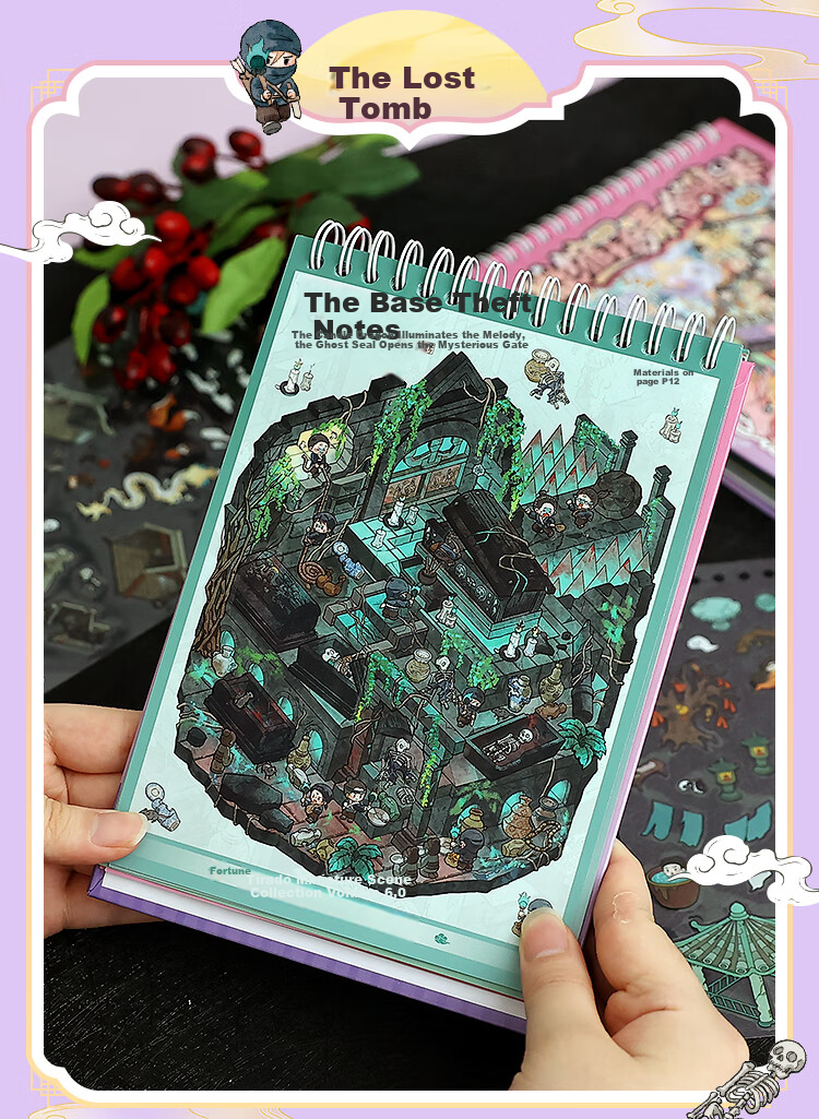 Tirado Miniature Scene Collection Vol.6 Scenic Stickers Ancient Style Micro Horror Scene Journal Small Stickers 3D Miniature House Girl Kids Toy DIY Journal Decorative Stickers 11