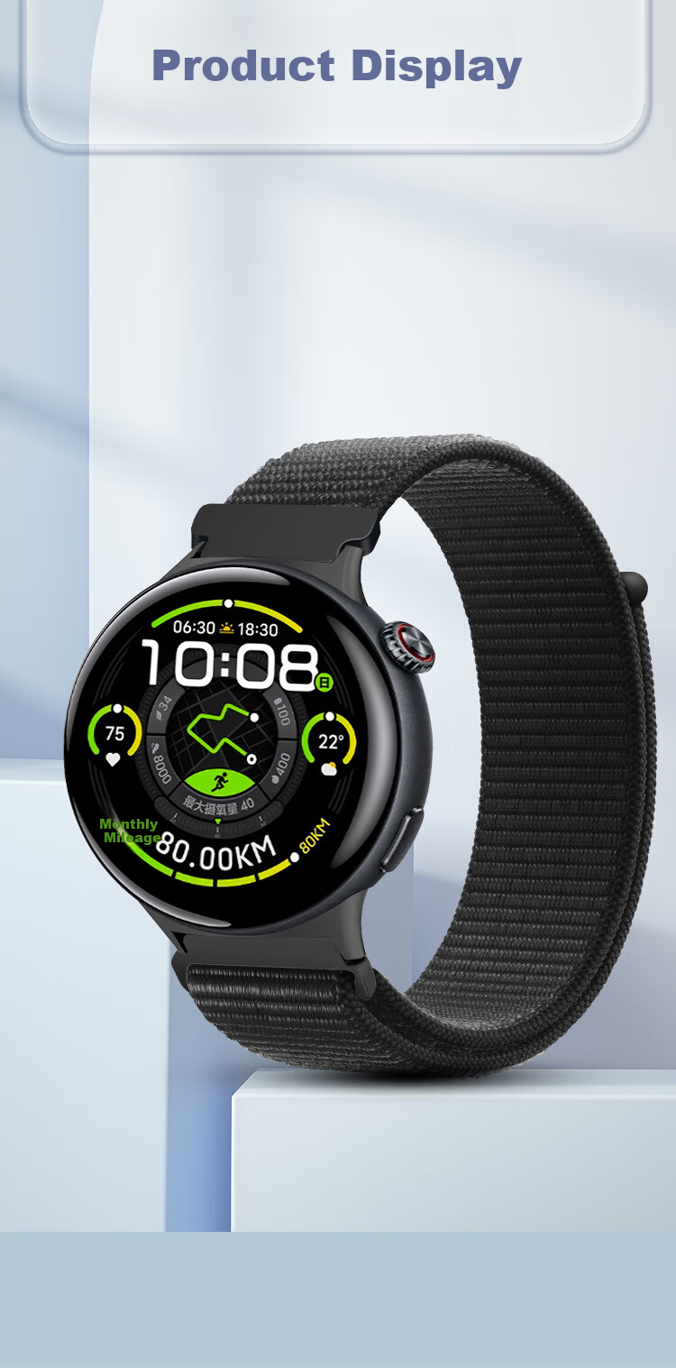 Freeson Loop Nylon Strap with Velcro for vivo WATCH 5 Smart Sports Watch Breathable Wristband (22mm) Black 4