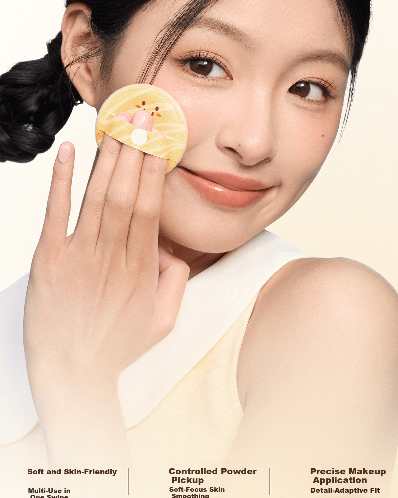 Everbab Aibella Coconut Bagel Velvet Bare Skin Loose Powder Puff 2pcs Setting Makeup Sponge 8