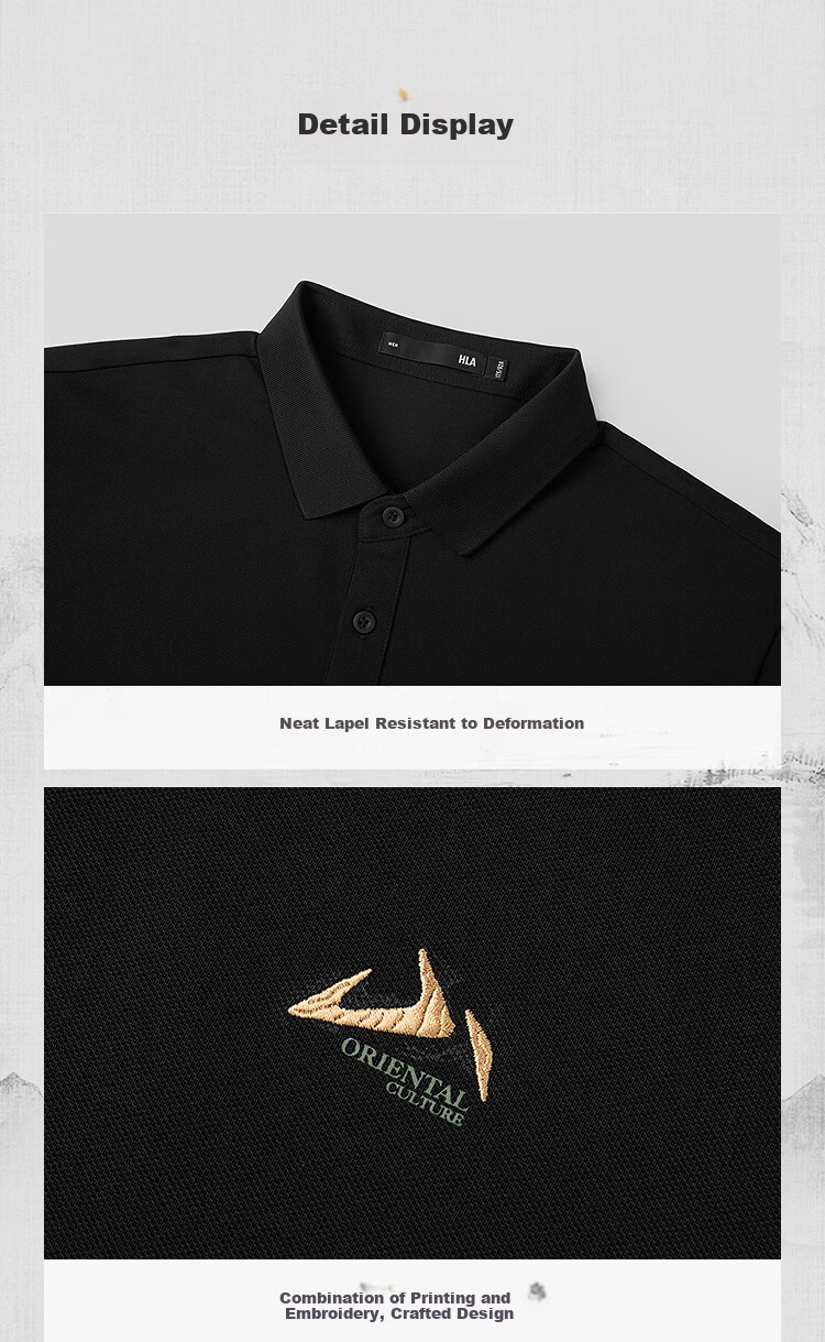 HLA Short-Sleeve Polo Shirt for Men, 26 Shan Bu Zai Gao Series, Cool-Feeling Short Sleeves for Men in Summer 13