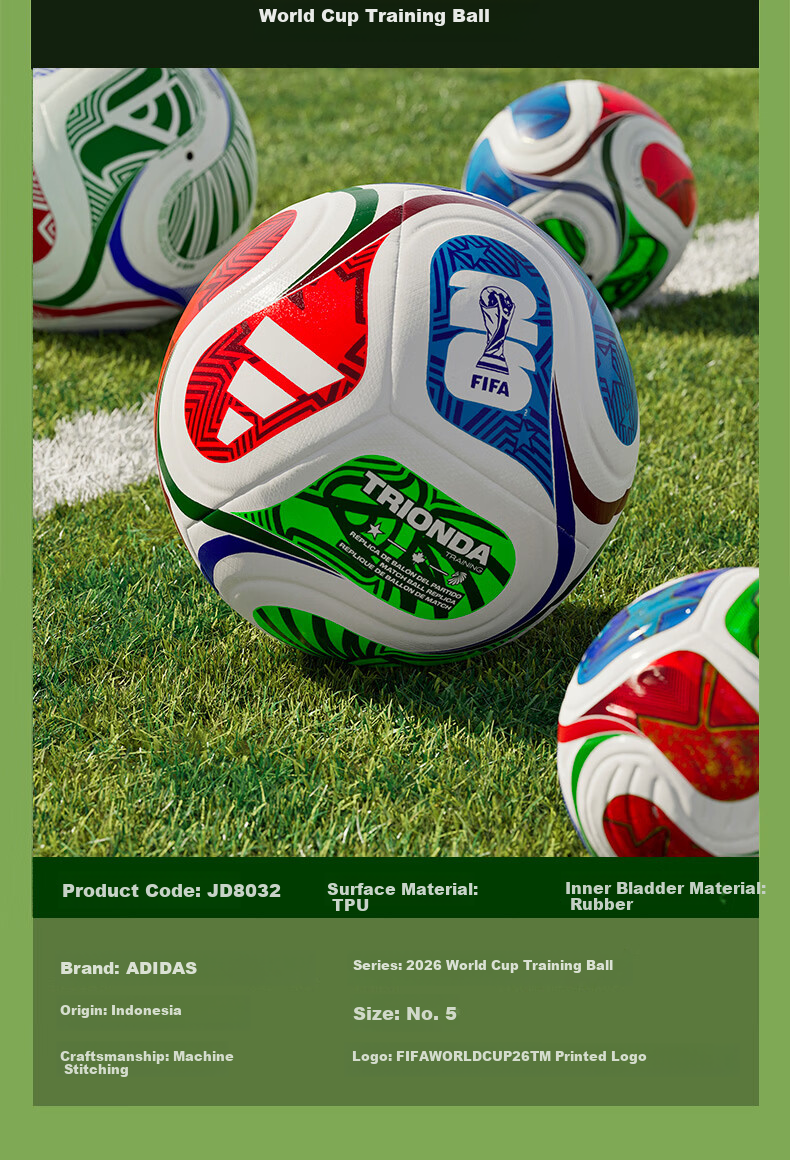 Adidas WC TRN Triple Wave 2026 FIFA World Cup Official Training Soccer Ball Size 5 JD8032 4