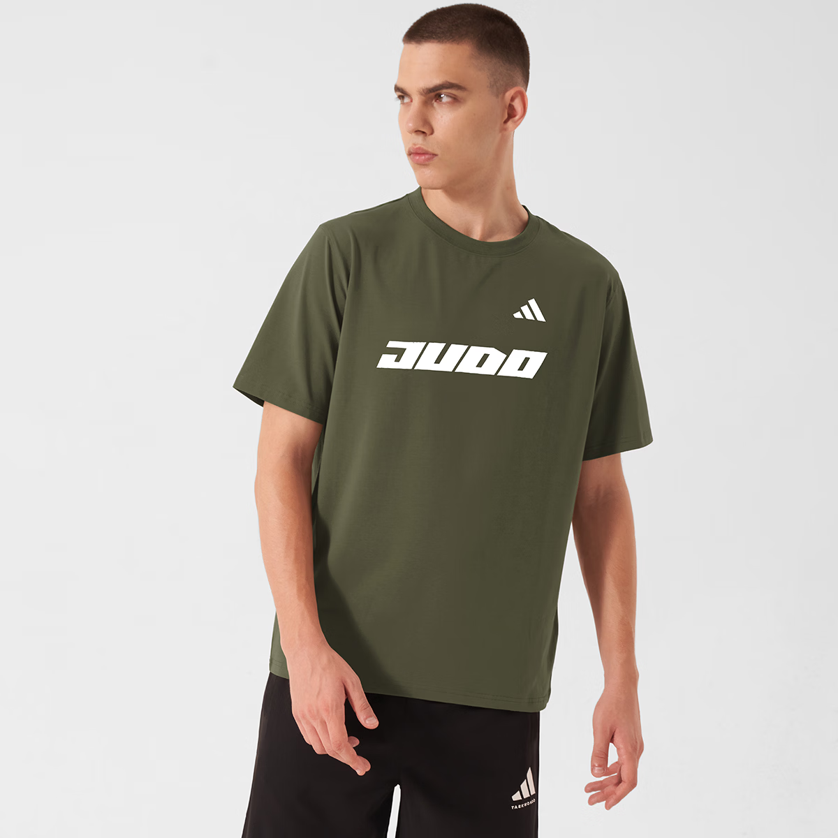 Adidas 2026 New Summer Cotton Short Sleeve T-Shirt Unisex Student Breathable Half Sleeve Olive Green/White 3XL