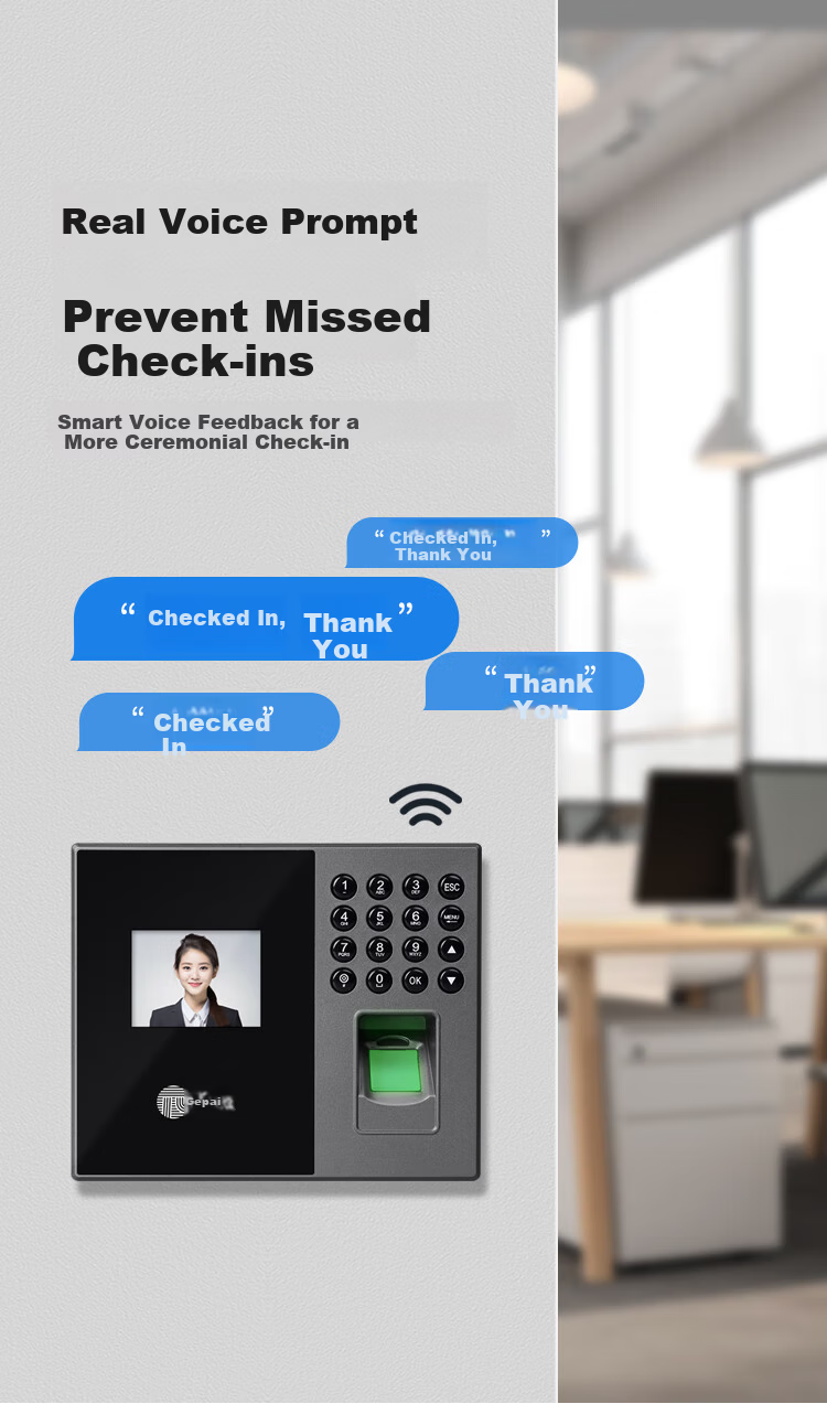 GEPAD Fingerprint Attendance Machine, Bluetooth Connected Mini Program for Attendance Management, Simple Software-Free Self-Generating Reports, ZMQ-330W 7