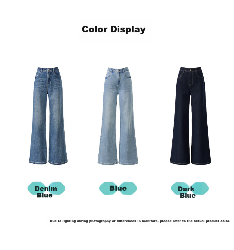 ESE-Y Lyocell Cotton Tube Flared Jeans for Women 2026 Spring New High Waist Straight Wide Leg Flare Pants Denim Blue 29 26