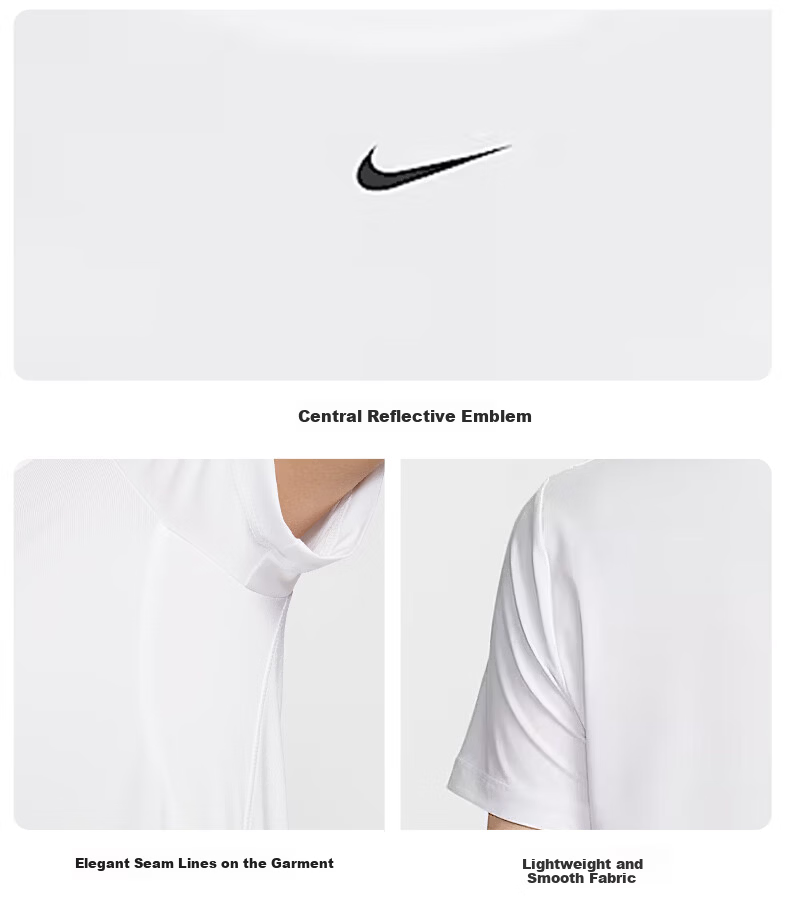 Nike Women's Crew Neck Short Sleeve T-Shirt Training Quick-Dry Spring FN2799-101 White L 5