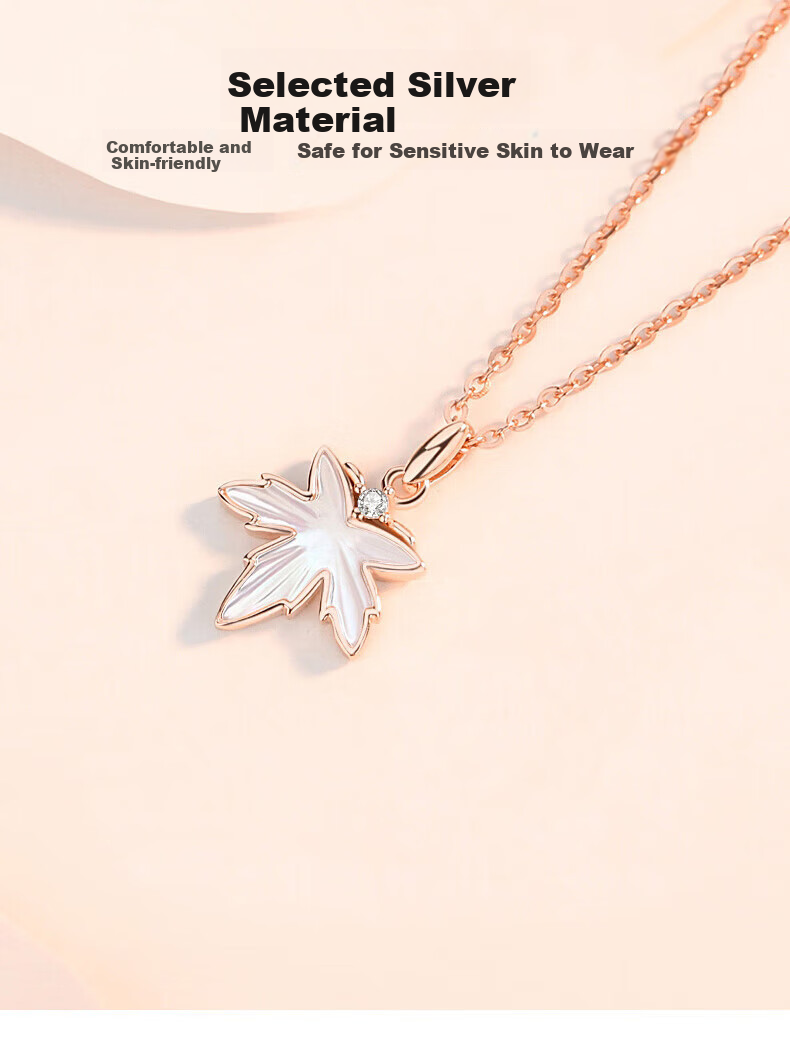 Grace Girl Diamond Maple Leaf Necklace for Women Rose Gold Clavicle Chain Practical Mother's Day 520 Birthday Gift for Girlfriend 4