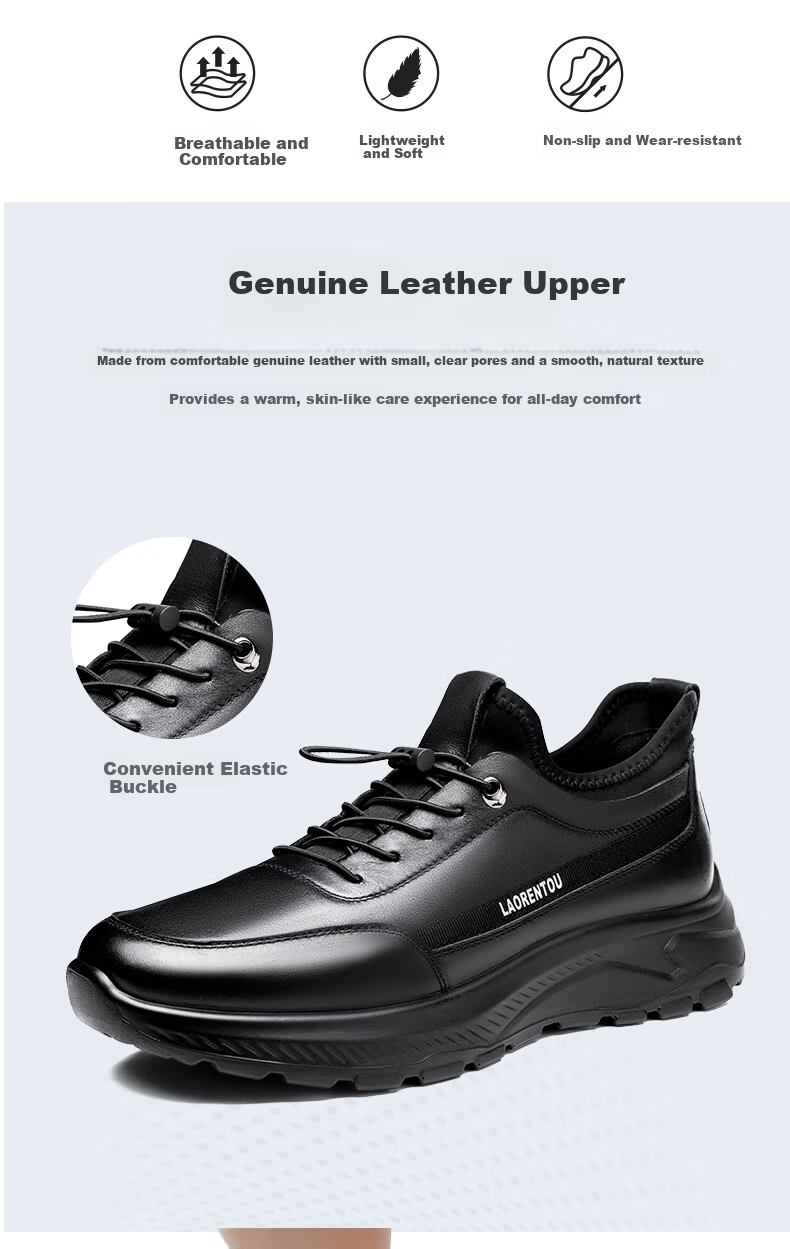 LAORENTOU Men's First Layer Cowhide Casual Sneakers Non-Slip Sports Shoes Black 41 LA12231 3