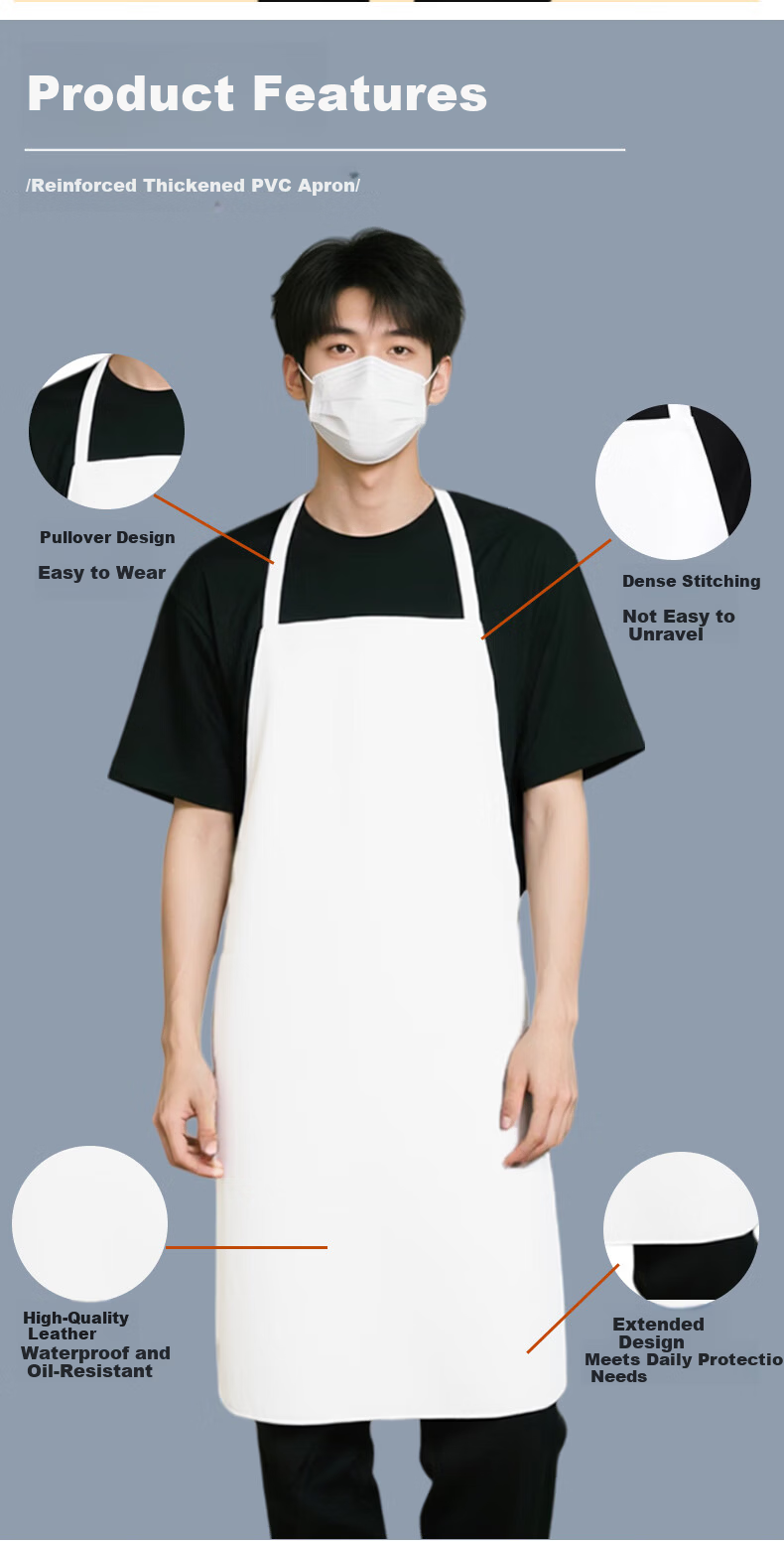 Sichen Colorful PVC Waterproof Apron Thickened and Extended Waterproof Oil-Resistant Acid-Base Resistant Factory Workwear Leather Waist Apron White Apron (120*80) 4
